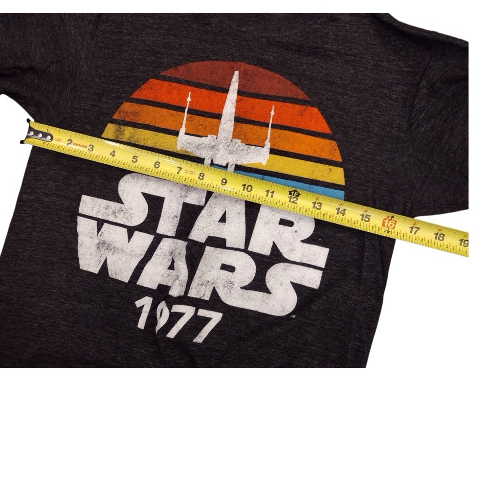 STAR WARS Men's SMALL Star Wars 1977 Charcoal Heather Vintage Style Logo Tee - Picture 5 of 8